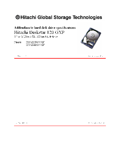 Hitachi Deskstar 120GXP 20 and 40GB Addendum v1.0