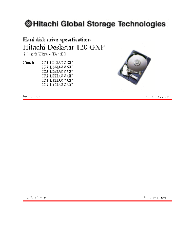 Hitachi Deskstar 120GXP OEM Specification v4.1