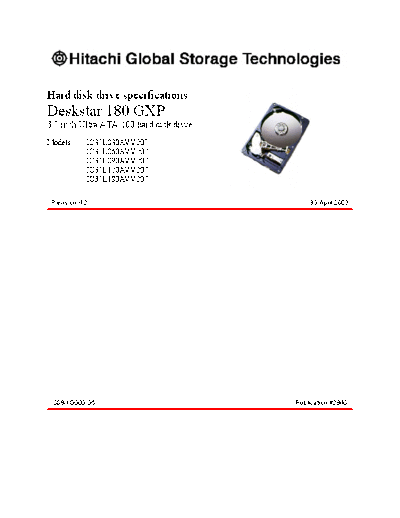 Hitachi Deskstar 180GXP OEM Specification v4.2