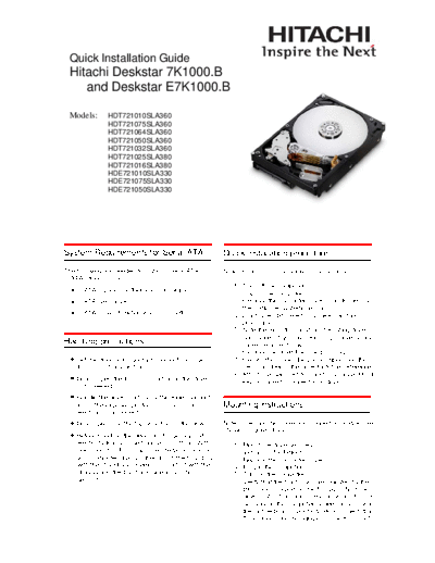 Hitachi Deskstar 7K1000.B and Deskstar E7K1000.B