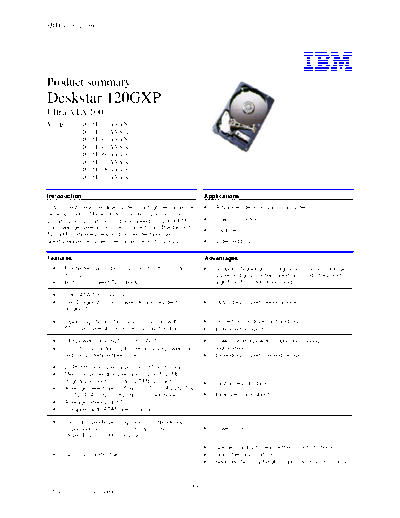 IBM Deskstar 120GXP Product Summary v5.0 - English