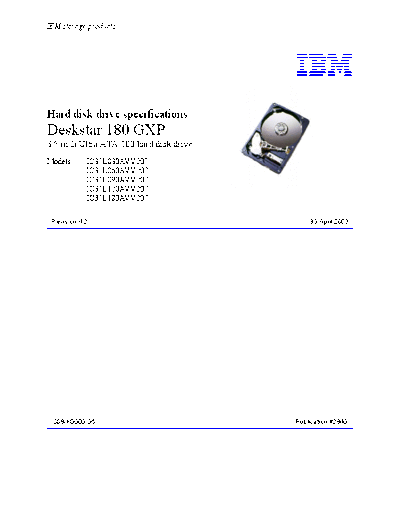 IBM Deskstar 180GXP OEM Specification v4.2