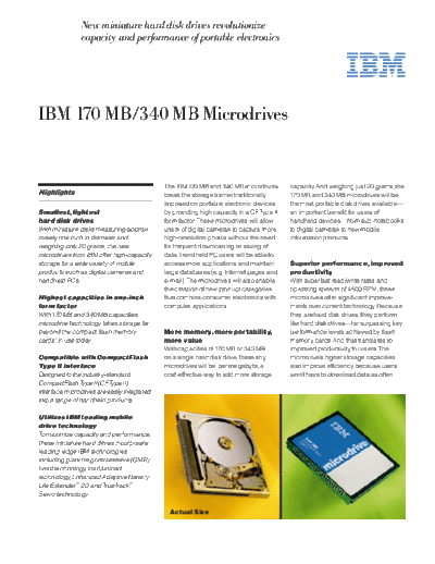 IBM Microdrive 170 MB and 340 MB