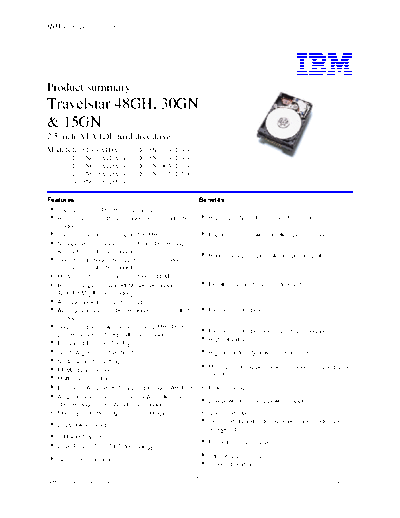 IBM Travelstar 48GH, 30GN & 15GN