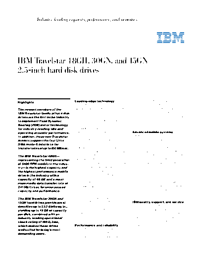 IBM Travelstar 48GH, 30GN, and 15GN II