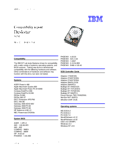 Deskstar (DALS) Compatibility Summary - Abridged