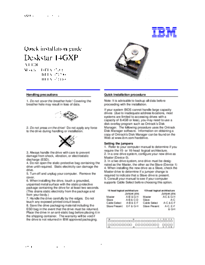 Deskstar 14GXP Quick Installation Guide v3.0