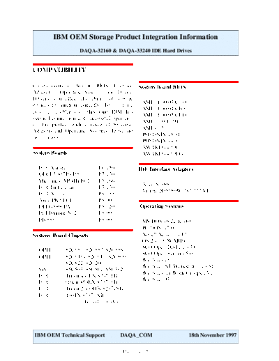 Deskstar 3 Compatibility Summary