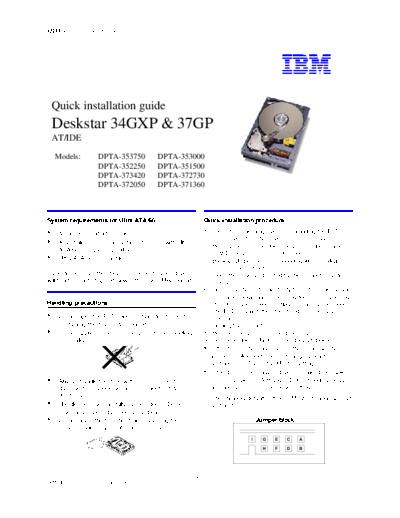Deskstar 34GXP & 37GP Quick Installation Guide v1.0 - English