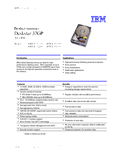 Deskstar 37GP Product Summary v4.0 - English