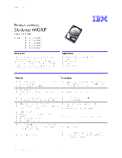 Deskstar 60GXP Product Summary v1.0 - English