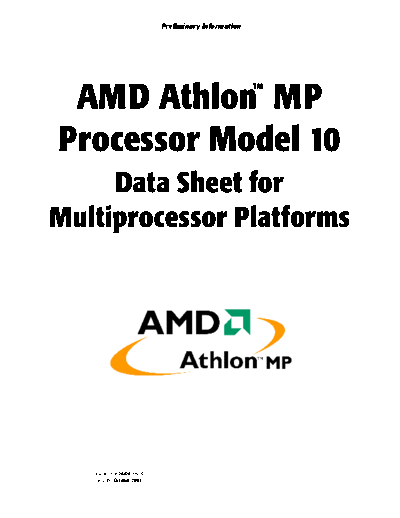 AMD Athlon™ MP Processor Model 10 Data Sheet for Multiprocessor Platforms