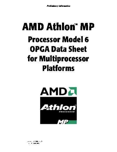 AMD Athlon™ MP Processor Model 6 OPGA Data Sheet for Multiprocessor Platforms