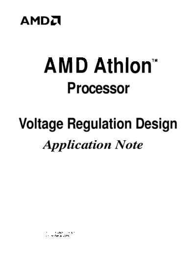 AMD Athlon™ Processor Voltage Regulation Application Note