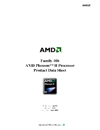 Family 10h AMD Phenom™ II Processor Product Data Sheet