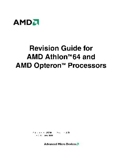 Revision Guide for AMD Athlon™ and AMD Opteron™ Processors