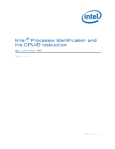 AP-485 Intel® Processor Identification and CPUID Instruction