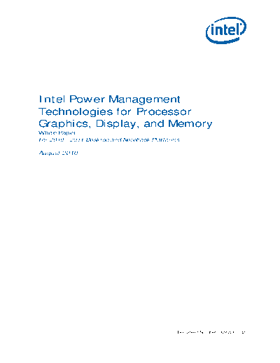 Intel Power Management Technologies for Processor Graphics, Display, and Memory White Paper