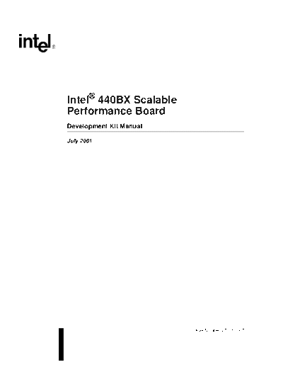 Intel® 440BX Scalable Performance Board Development Kit Manual