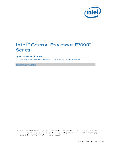 Intel® Celeron® Processor E3x00¹ Series Specification Update