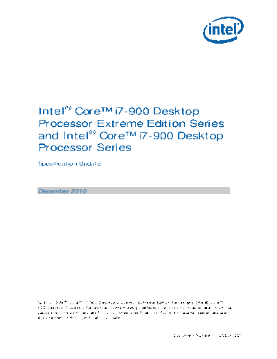 Intel® Core™ i7-900 Desktop Processor Extreme Edition Series and Intel® Core™ i7-900 Desktop Processor Series on 32-nm Process Specification Update