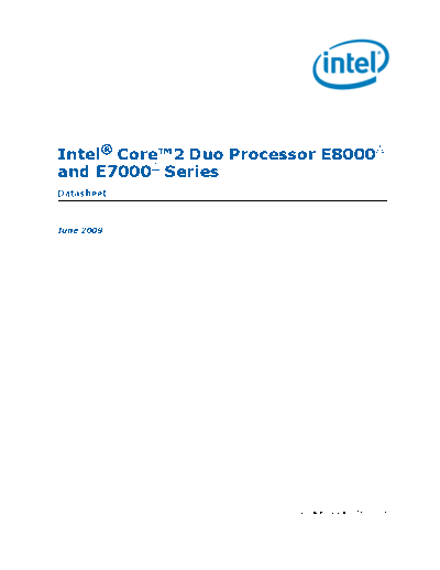 Intel® Core™2 Duo Processor E8000¹ and E7000¹ Series Datasheet