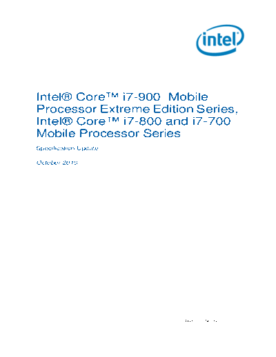 Intel® Core™ i7-900 Mobile Processor Extreme Edition Series, Intel® Core™ i7-800 and i7-700 Mobile Processor Series Specification Update