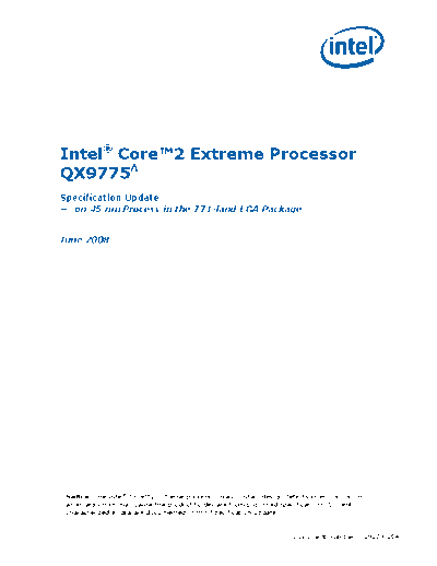 Intel® Core™2 Extreme Processor QX9775Δ Specification Update