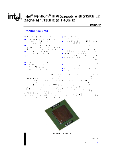 Intel® Pentium® III Processor with 512KB L2 Cache at 1.13GHz to 1.40GHz Datasheet