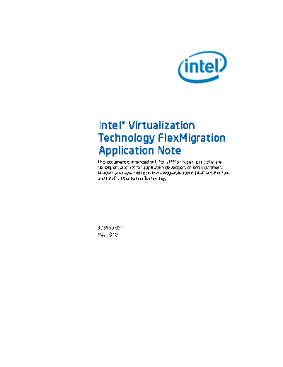 Intel® Virtualization Technology FlexMigration (Intel® VT FlexMigration) Application Note