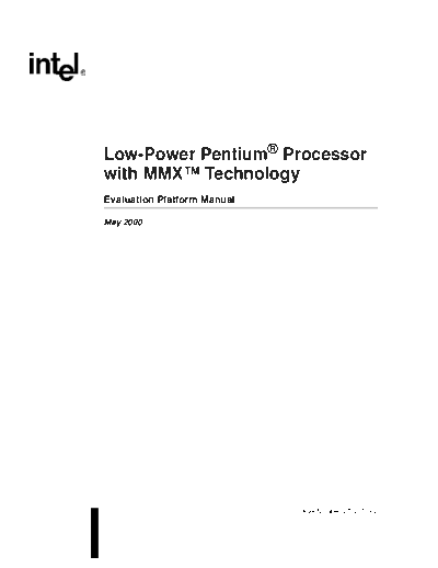 Low-Power Pentium® Processor with MMX™ Technology Evaluation Platform Manual