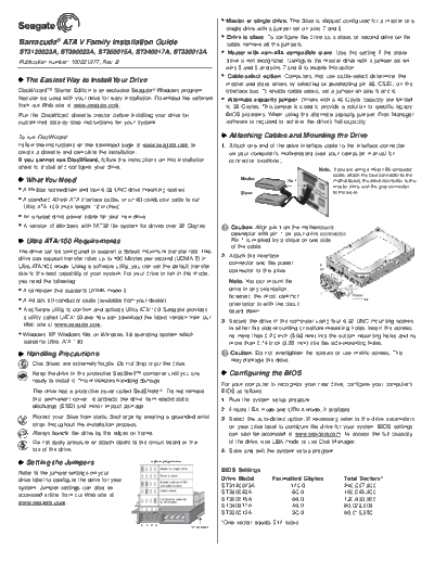 Seagate Barracuda ATA V Installation Guide