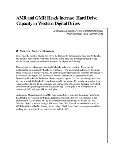 AMR and GMR Heads Increase Hard Drive Capacity in Western Digital Drives