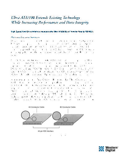 Ultra ATA 100 Extends Existing Technology While Increasing Performance and Data Integrity